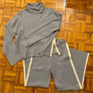 Crescent * Light Blue Ribbed Turtleneck Sweater Set